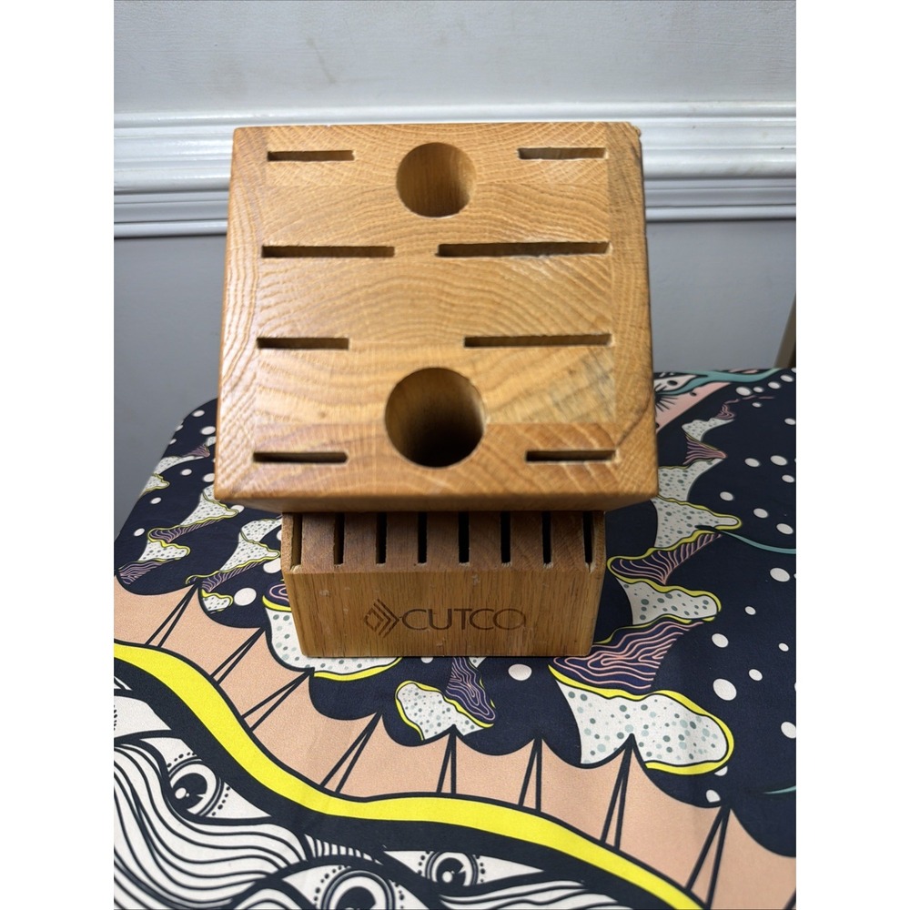Cutco 18 Slot Knife Wooden Block Oak
